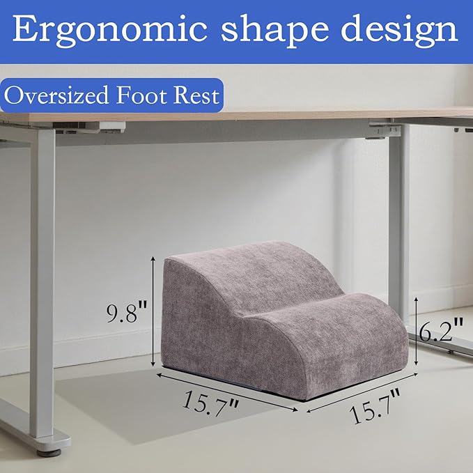 OpyTikar Foot Rest for Under Desk at Work.Multifunctional 3-Tier Foot Stool,with Washable Footrest.for Under Desk,Office Chair Gaming Chair & Sofa,Leg Elevation Pillow,Supports Posture (Grey)