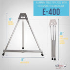 U.S. Art Supply 15" High Aluminum Tabletop Display Easel for Painting, Adjustable Folding Stand - Portable Art Easel for Displaying Canvas, Whiteboards, Posters, Signs, Pictures, Paintings