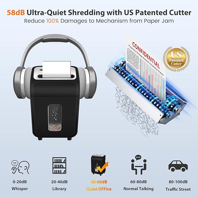 VidaTeco Paper Shredder for Home Office14-Sheet 60-Mins Micro Cut Shredder with US Patented Blade,Shred Card/CD/Clip/Staple,for Home Use Heavy Duty,AUTO Jam Proof,5.3-Gallon Pullout Bin(ETL)