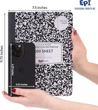 EPI 960 Pack (Pallet) College Ruled Composition Notebook Bulk, 200 pages (100 Sheets), 9-3/4 x 7-1/2, Black Marble, Bulk School Supplies, Heavy Duty, Durable Office Notebooks, Sturdy Sewn Binding
