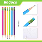 TecUnite 600 Pcs HB #2 Unsharpened Pencils bulk with Eraser Wooden Hexagonal No 2 neon Pencils for Adults Gifts Exams Office Sketching Party Favors(Rainbow)