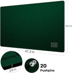 Lightomorrow Large Bulletin Board - 48 x 36 Inches, Decorative Felt Pin Board for Wall - 4' x 3' Foldable Photo Display Board with Self-Adhesive Tape, Includes 20 Push Pins - Dark Green