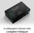 Ellington Pens Luxury Calligraphy Set - Premium Fountain Pen with 6 Nibs, 50 ml Black Ink Bottle, 6 Cartridges, Converter, Elegant Gift Box – Perfect for Drawing, Writing, Gifting (Midnight Rose)