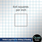 Woodlake Graph Paper Pads 8.5 x 11, 4x4 Quad Ruled, Premium Thick Paper Made In USA, No Ink Bleeding, 50 Sheets Per Pad,6 pack, Micro-Perforated Graph Paper Notebook