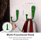 ZAYBOD 15 Pcs Coat Hooks, Hanger Hook with 30 Pieces Screws for Hanging Hat, Towel, Key, Robe, Coats, Scarf, Bag, Cap, Coffee Cup, Mugs(Green)