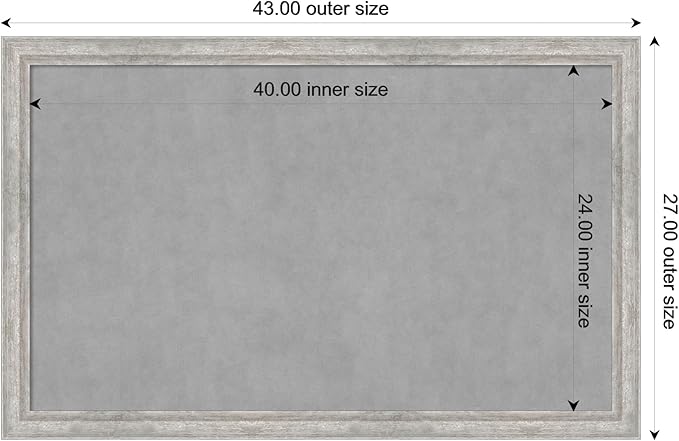 Amanti Art Silver Framed Magnetic Board 27x43 Large Vision Board for use with Magnets, 100% Metal Sheet to Display Items as Office Decor or for Home Organization in mudroom, Kitchen or Kids Room