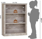 RWYHG 43" Grey Tall Bookshelf Set of 3,3-Tier Thick Wooden Book Shelf with Adjustable Shelves,Free Standing Farmhouse Bookcase with Open Display Storage,Floor Vintage Bookshelves for Living Room