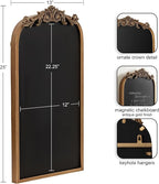 Kate and Laurel Arendahl Decorative Vintage Arch Chalkboard; 13 x 25; Gold; Framed Arched Ornate Magnetic Chalkboard for Unique Display; Decoration; and Organization