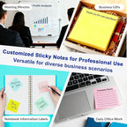 BEXOA EDC Bulk Personalized Sticky Notes 3"x3" - 4 Color Custom Notepads with Your Text, 100 Sheets/Pad, 12 Pack Set for Business Marketing, Office Supplies, Schools