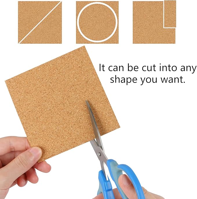MIDELONG Self-Adhesive Cork Sheets 4"x 4" for DIY Coasters, Board Squares Backing Tiles Mat With Strong Adhesive-Backed, Mini Wall Board, Pack of 10