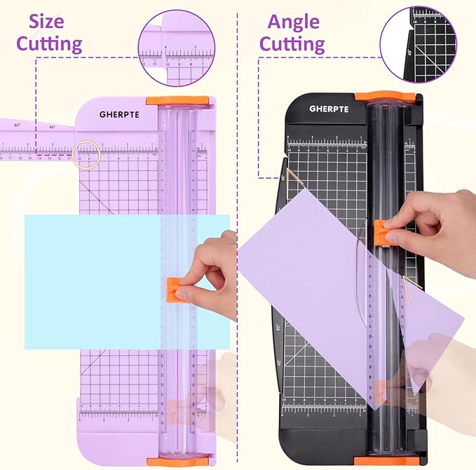 2 Set A4 Paper Cutter 12 Inch Titanium Paper Trimmer Scrapbooking Tool with 2pcs Replacement Blades with Automatic Safety Guard and Side Ruler for Craft Paper,Cardstock,Photo,Coupon, Label