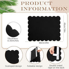 Mooliwe Scalloped Felt Bulletin Board 24 x 18 Inches Foldable Black Pin Cork Board Alternative for Wall, 2' x 1.5' Trifold Picture Vision Self Adhesive Bulletin Decorative