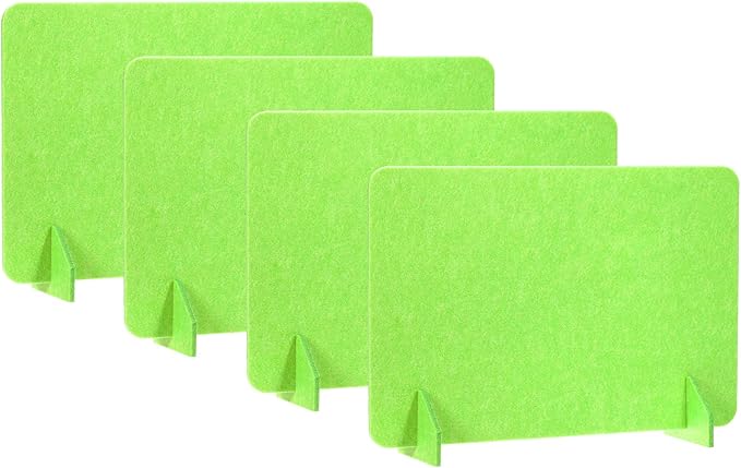 PATIKIL Desk Divider, 4 Set 24 x 16 Inch Acoustic Freestanding Desk Divider Desk Privacy Panel with 8 Pcs Support Feet for Library Office Workstation,Green