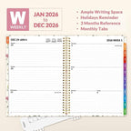 SUNEE 2026 Weekly and Monthly Planner - from January 2026 - December 2026, Daily Agenda Planner with Monthly Tab, Flexible Cover, Note Pages, Pockets, Bookmark, Spiral Binding, Wildflowers, 8.5"x11"