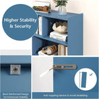 Giantex 8 Cube Bookcase, Freestanding 3-Tier Open Bookshelf, Modern Storage Display Cabinet, Wood Cube Storage Organizer for Living Room, Kid’s Room, Bright Blue