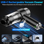 SHLNLI Mini Vacuum Cleaner, 16000PA Car Vacuum Cleaner Portable Cordless with LED Light, 4 in 1 Air Duster and Handheld Small Vacuum Rechargeable for Car, Home, Office, Pet（Black）