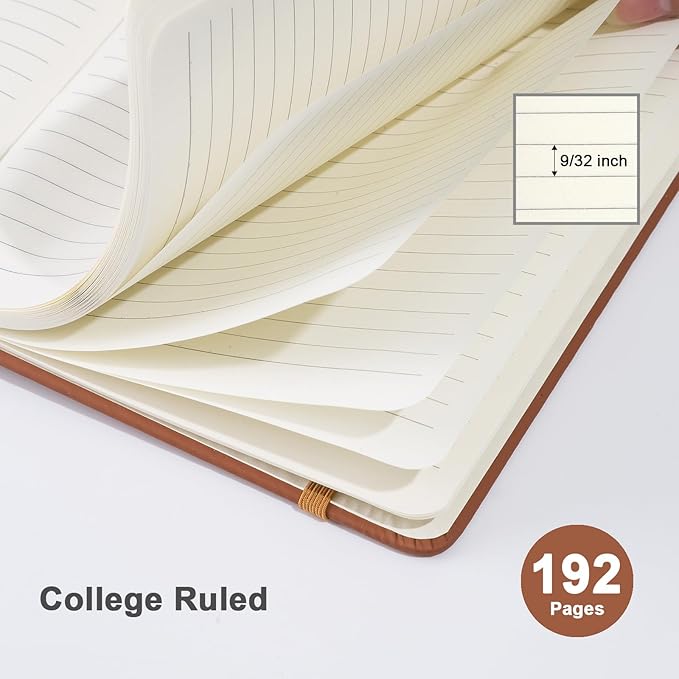 ViVin Lined Journal Notebooks for Work, 192 Pages, Medium 5.5 x 8.3 inch, College Ruled, A5 Hardcover Journaling Notebooks for Writing, 8 Pack Bulk,Brown