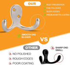 CBWLWJ 20 Pack Coat Hooks Wall Hooks for Hanging, Heavy Duty Double Prong Metal Hook Wall Mounted for Living Room, Bathroom, Kitchen, Bedroom for Coat, Bag, Scarf, Towel, Hat, Key, Cup (Silver)