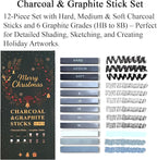 Fuxi Sketch Pad and Pencil Set | Stocking Stuffers, Art Supplies for Adults | Gifts for Artists, Teen & Beginners | Complete Drawing Set with Sketch Book, Sketch Pencils, Charcoal & Graphite Sticks.