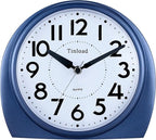 Tinload 5.5" Large Analog Alarm Clock Silent Non Ticking, Gentle Wake, Beep Sounds, Increasing Volume, Battery Operated Snooze and Manual Light, Blue