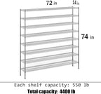 Regal Altair 14" Deep x 72" Wide x 74" Height Wire Shelving Kit | 8-Tier | NSF Commercial Storage Rack Unit