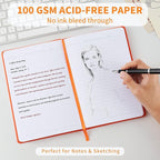 Heture Hardcover Notebooks, A5 Lined Journals Notebook for Writing 160 Pages, 8.2 x 5.5 inch, Classic Ruled Notebooks for College/Work/Travel (Orange, 1 Pack)
