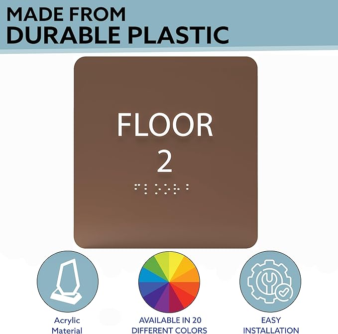Spruce ADA Floor 2 Sign with Braille – Made from Durable Acrylic and Ready to Mount