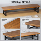NestNeat Dual Monitor Stand, 35.4 Inch Monitor Stand Riser for 2 Monitors, 2 Tiers Wood Desk Shelf with Storage, Desktop Organizer Stand for Computer, Laptop, Printer, TV (Walnut, 35.4in)