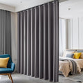 hoeflife Room Divider Curtains Blackout Floor to Ceiling Curtain with Hook Wall Mount Sliding Door Curtains Ceiling Mount Extra Wide Curtain Wall Divider for Room Separation (Grey, W100 x H96 Inch)