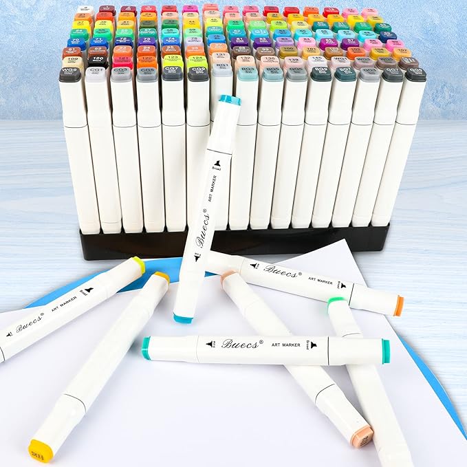 Buecs Alcohol Markers: Double Tipped Art Marker, 120 Count, suitable for Adults Artists Painting, Coloring Drawing Sketching, Multicolor