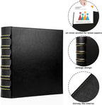 LETVPVOW Vintage Hardback 3 Ring Binder 2 Inch, Professional Leather Binders 2 Inch D Ring, Holds 400 Sheets Capacity - Black