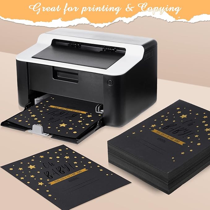 Fainne 200 Sheets 8.5 x 11 Inches Card stock Thick Paper Heavyweight Card Stock Printer Paper 250 GSM 92 lb Cover 170 lb Text for Invitations Menus Crafts DIY Projects(Black)