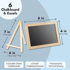Juvale Wood-Framed Mini Chalkboard Signs - Double-Sided Chalk Board Stand - Versatile Tabletop Sign for Menus & Messages - Buffet Signage & Wedding Display Stand - Pack of 6, 6 x 4 in Writing Area