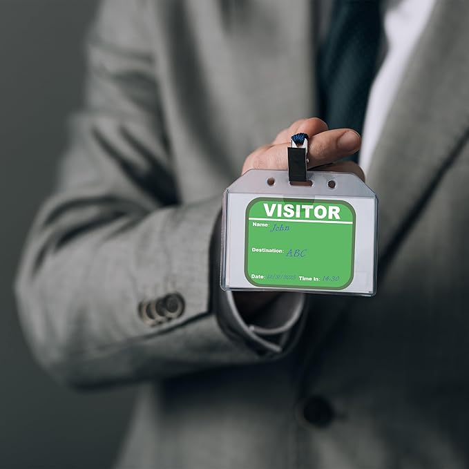 2 Pack Visitor Badges with Carbon Copy Visitor Stickers Letter Size Visitor Log Book Protecting Privacy Pages Register Book Business Guest Name tag for School Clinics Church-450 Badges 60 Memo Pages