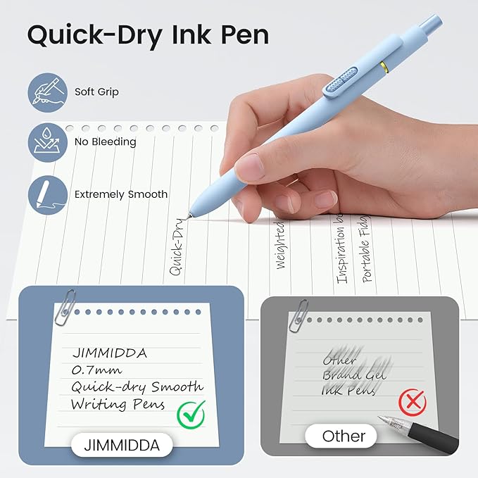 JIMMIDDA 8Pcs Black Gel Pens - 0.7mm Medium Point Black Ink Pens | Smooth Writing - Quick Drying Retractable Pen for Men Women (Morandi - 8Pcs)