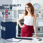 Henoyso 48 Pcs 3 Ring Binder 0.5 Inch Round Fits Letter Size 8.5'' x 11'' Paper Plastic Flexible Binder Bulk Holds 140 Sheets with 1 Pockets Versatile Organizer for Home Office School (Navy Blue)