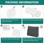 TANYOO Back Support Pillow for Recliner Soft Dual Layer Lumbar Support Pillow with Memory Foam Shreds Ergonomic Orthopedic Couch Back Cushions for Elderly Lower Back Pain Relief Dark Grey