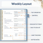 SUNEE 2026 Planner 8.5" x 11" – Dated Productivity Planner for Time Management - Daily,Weekly & Monthly Planner to Achieve Goals - Planner 2026 dated from January 2026 – December 2026,Grey Blue