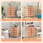 GLACER 10 Drawer Rolling Cart, Storage Cart with Lockable Whieels & Metal Frame, Trolley for Art Craft Oganizer, Mobile Utility Cart for Office, School, Classroom, Kitchen (Peach Fuzz)