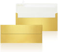YooNotee 100 Count #10 Gold Metallic Business Envelopes, 80 lb, 4 1/8" x 9 1/2" Metallic Business Letter Size Envelopes, Peel & Press Square Flap, Printable for Professional Mailing and Office Use