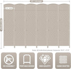 Cocosica 6 Panel Room Divider,6Ft Folding Privacy Screen,Tall - Extra Wide Foldable Panel Partition Wall Divider with Diamond Double-Weaved Hand-Woven Design Room Screen Divider