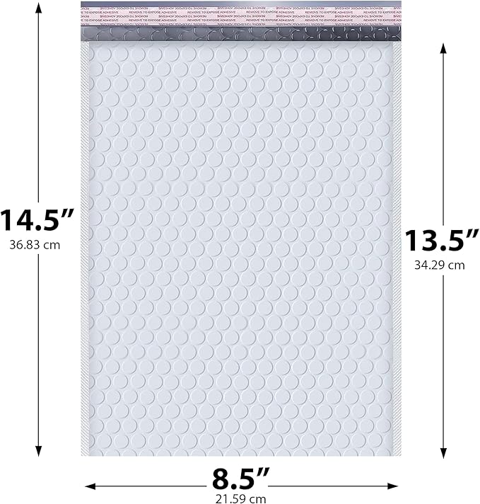 White Poly Bubble Mailers 8.5x14.5 inch #3 | Self Seal Padded Envelopes | Cushioned Bubble Mailer | Usable Size 8.5x13.5 | WaterProof | Lightweight mailing Shipping Bags | 100 Pack Bulk | Made in USA