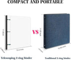 INFUN 1 Inch Telescoping 3 Ring Binder Black+White - 4 PCS， Flexible Binders with Customizable Front Cover and Clear Catalog Pocket,1 inch Binders 3 Ring, 225 Sheet Capacity