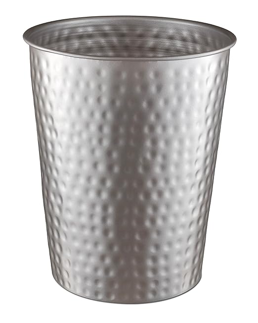 Monarch Abode Metal Bathroom Trash Can – Waste Basket for Bedroom, Office Desk, & Dorm, Hand Hammered, Durable Decorative Pewter Small Trash Can Bathroom Garbage Bin Wastebasket