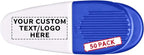 50 Magnetic Memo Holders Set - Customizable Text, Logo - Large Clip, Plastic - White Blue