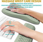 Hokafenle 2 in 1 Ergonomic Mouse Pad Wrist Support & Wrist Rest for Computer Keyboard Set, with Relieve Carpal Tunnel Pain Massage Bulge and Full Memory Gel Design (2In1 Set, Light Green)