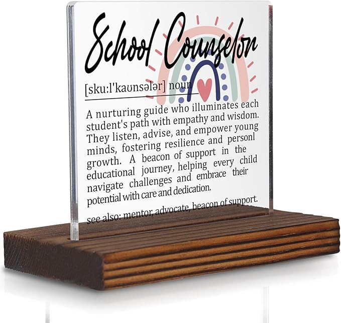 School Counselor Gifts, Thank You Desk Sign for Guidance Counselors, Inspirational Appreciation Plaque for Office Decor, Student Support Graduation Gift PA028