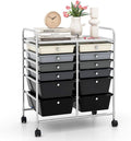 LDAILY 12 Drawer Rolling Storage Cart, Craft Cart Organizer on Wheels w/Metal Frame, Large Capacity & Smooth Drawer, Rolling Cart w/Drawers for Classroom, Office