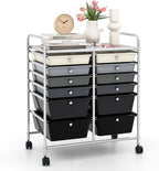 LDAILY 12 Drawer Rolling Storage Cart, Craft Cart Organizer on Wheels w/Metal Frame, Large Capacity & Smooth Drawer, Rolling Cart w/Drawers for Classroom, Office