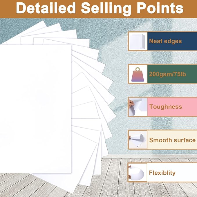 Silunkia 300 Sheets White Cardstock 8.5 x 11 Printer Paper, 75lb Heavyweight White Card Stock Certificate Paper for DIY Cards Making, Greeting Cards, Wedding Invitations, Anniversary Card
